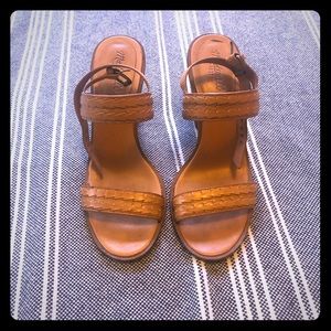 Madewell stacked heel sandal tan sz 10